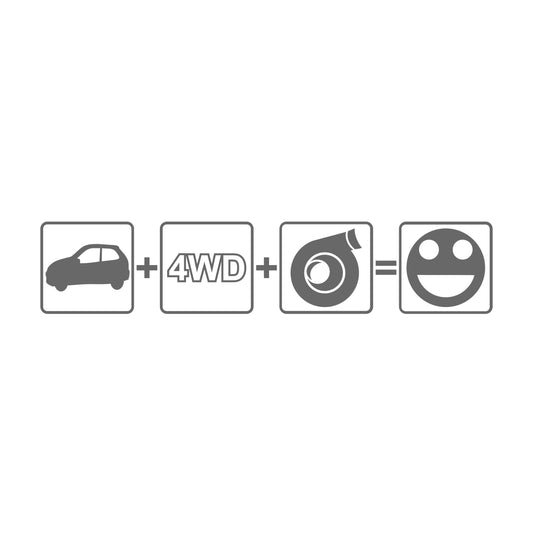 auto (plus) 4wd (plus) turbo (gleich) fun Sticker 17 cm