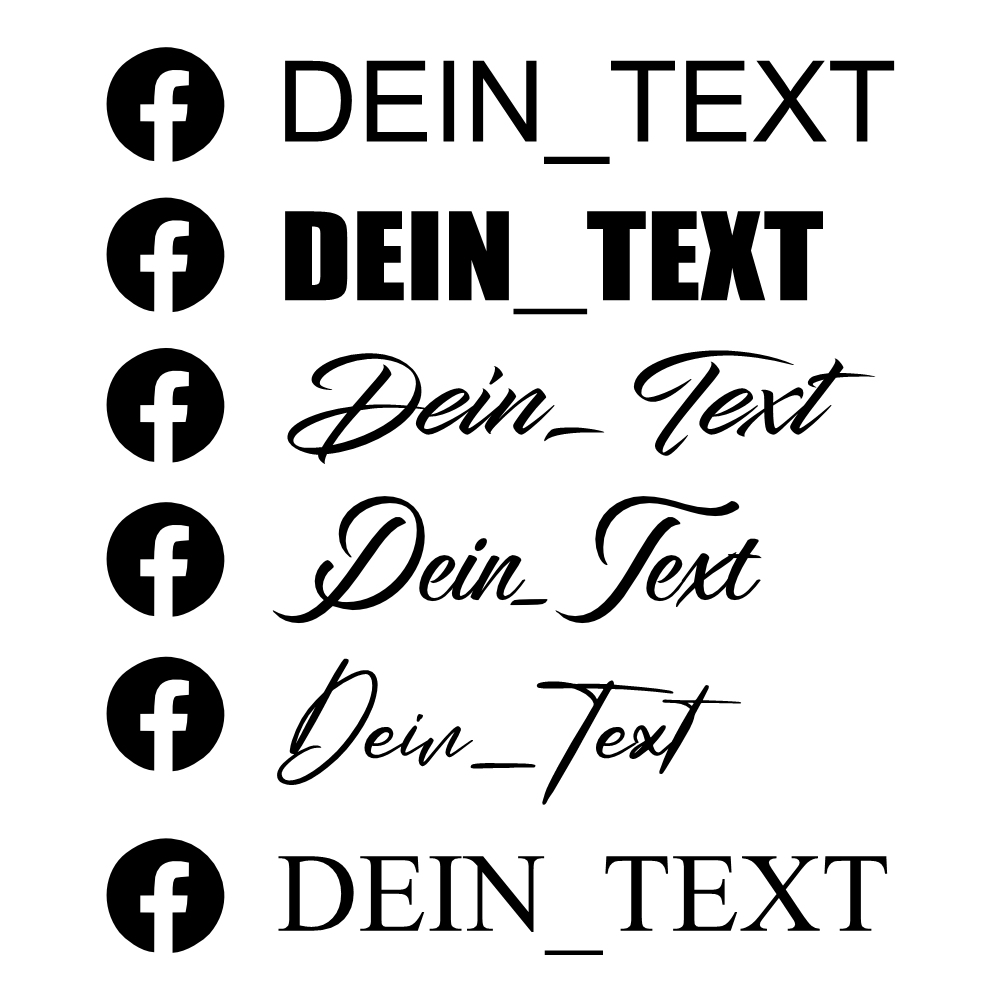 Facebook Wunschsticker – sechs Schriftarten