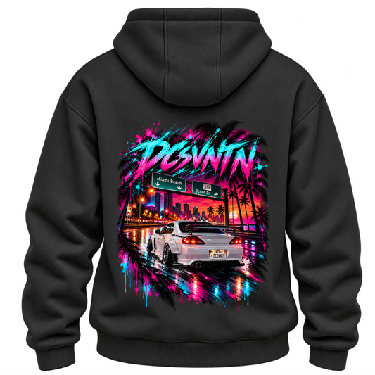 Miami Beach Florida Nissan Silvia S15 Oversize Hoodie – Rückenansicht