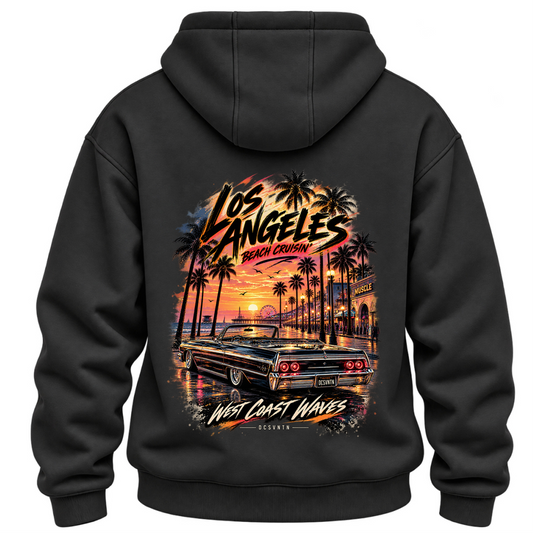 Los Angeles Beach Cruisin’ Chevrolet Impala Convertible Oversize Hoodie – Rückenansicht