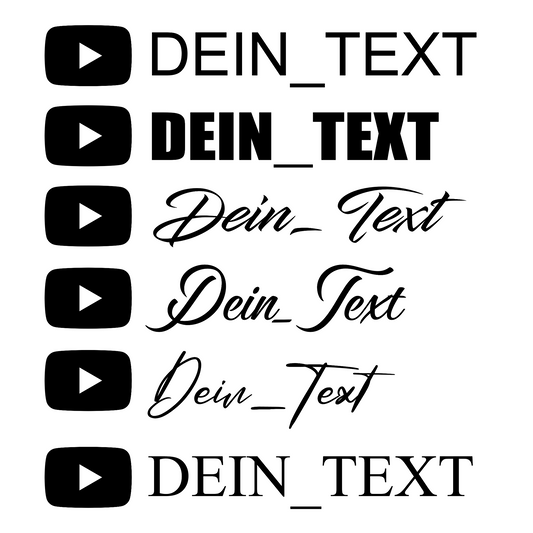 YouTube Wunschsticker – Schriftarten
